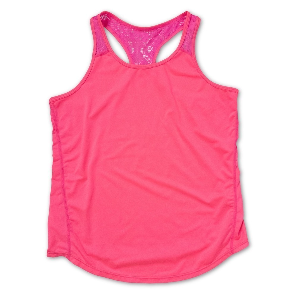 ZYIA Active Hot Pink Tank Top‎ Girls Size L Racerback Lace Sporty Athleticwear